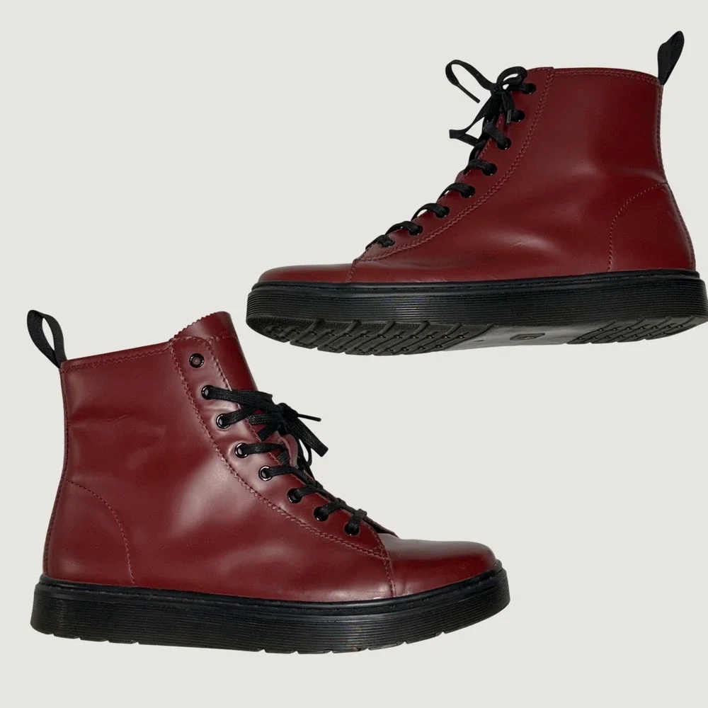 Dr. Martens Mayer Boots Mens 11 Cherry Red Lace Up Lightweight AW004 SK 11 N